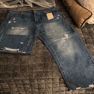 Distressed Blue Jeans
